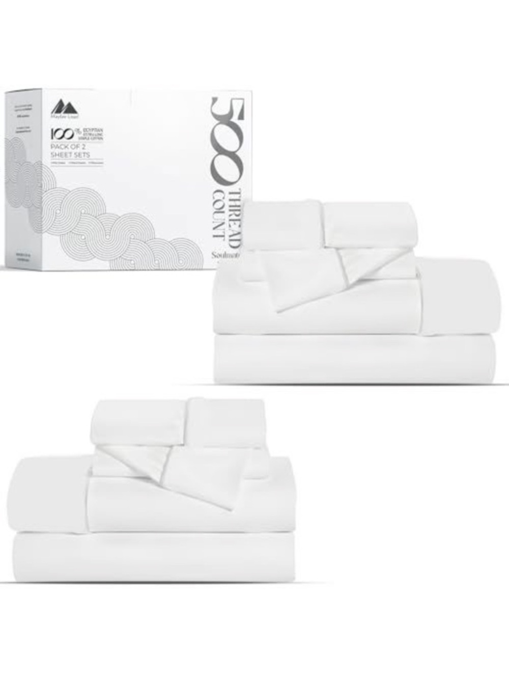 NEW, 2 sets 500 Thread Count 100% Egyptian Cotton Luxury Sheet sets (white)